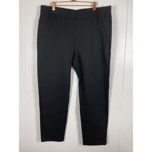 Roots NWOT Black Pull On Ponte Pants Zip Closure Pockets Size XL‎